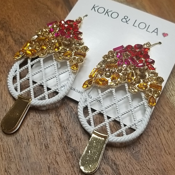 Rhinestone Ice Cream Drop Earrings - Picture 5 of 9